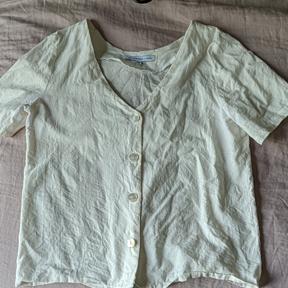 Les Sublimes REVERSIBLE SHORT SLEEVE SHIRT, CREAM